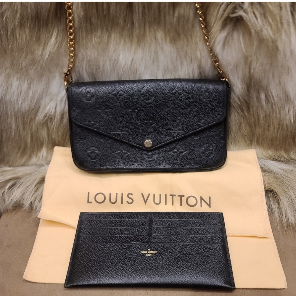 Louis Vuitton Black Monogram Empreinte Chain Wallet on Chain